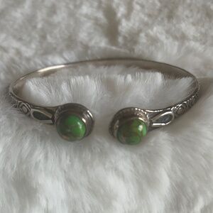 Green Turquoise Sterling Silver Cuff Bracelet NWT 7” +